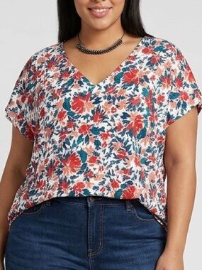 😍SHOW SPECIAL PENNINGTONS Short Sleeve T-Shirt Button Shoulders 4X